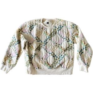 Universal Thread Patchwork Quilted Cream Pullover Crewneck Sweatshirt Women’s M